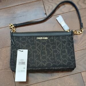 Calvin Klein Black Monogram Wristlet
